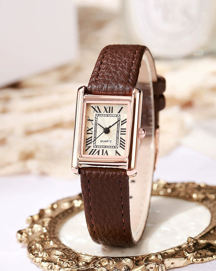 SALE | Coffee PU Leather Strap Quartz Watch