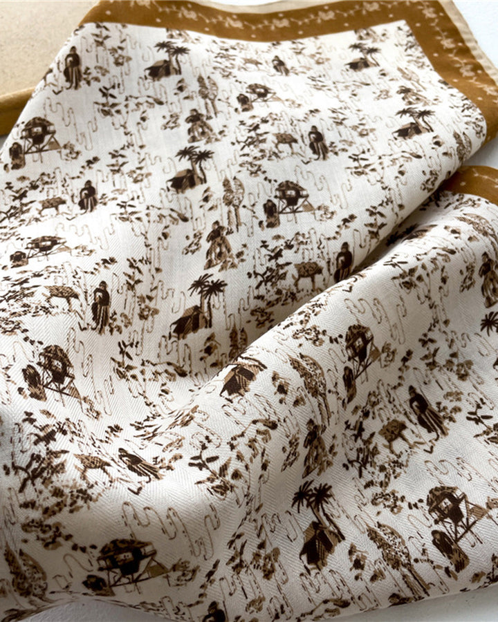 SALE | Apricot Floral Faux Silk Scarf
