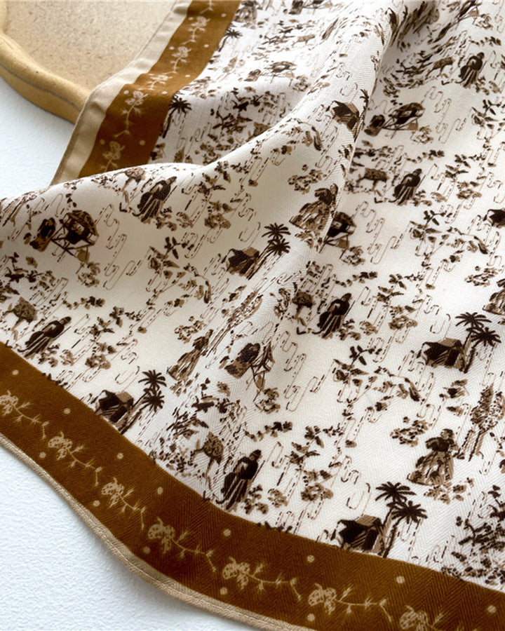 SALE | Apricot Floral Faux Silk Scarf