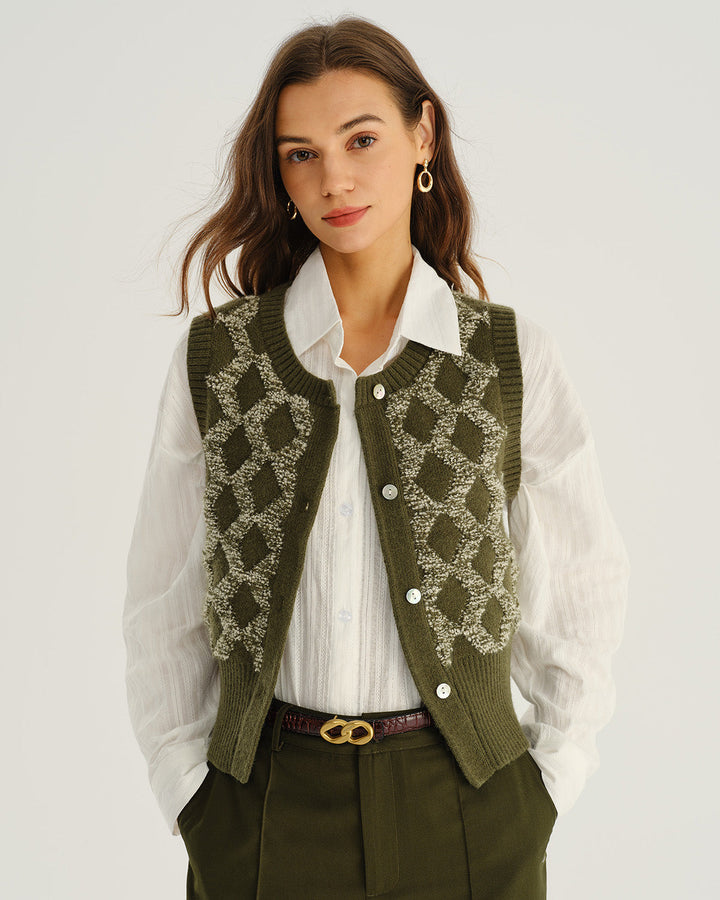 SALE | Green Plaid Single Breasted Vest