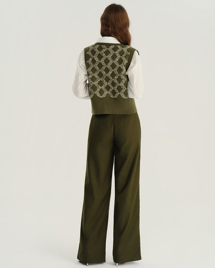 SALE | Green Plaid Single Breasted Vest