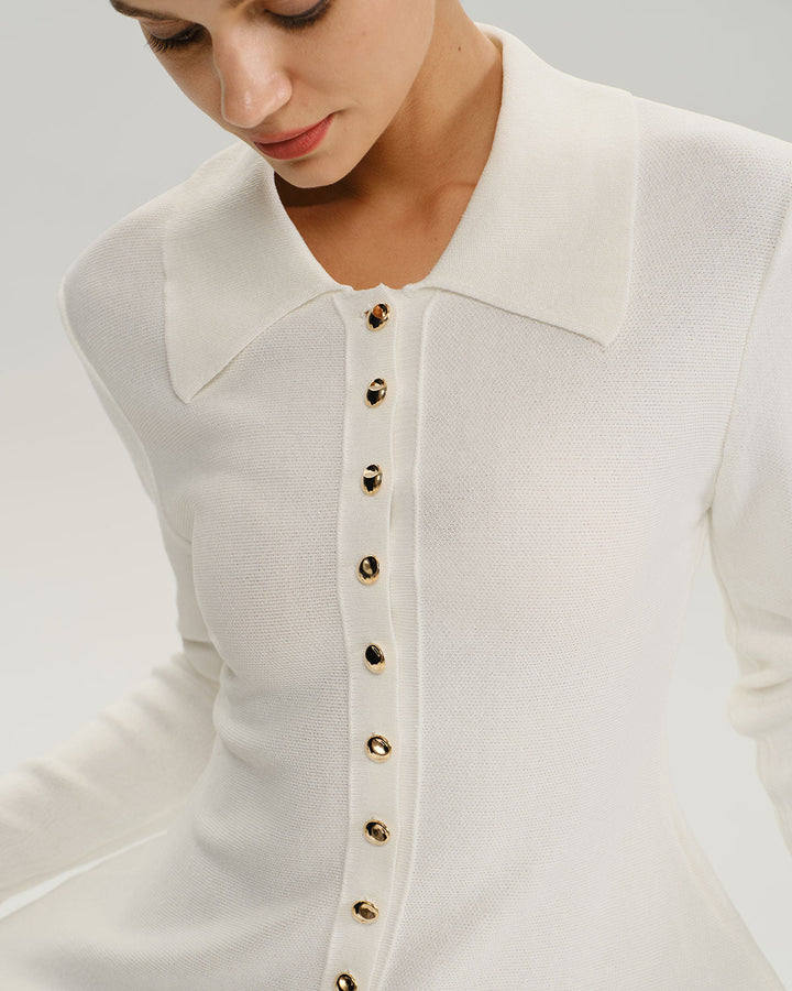 SALE | White Button Knit Cardigan