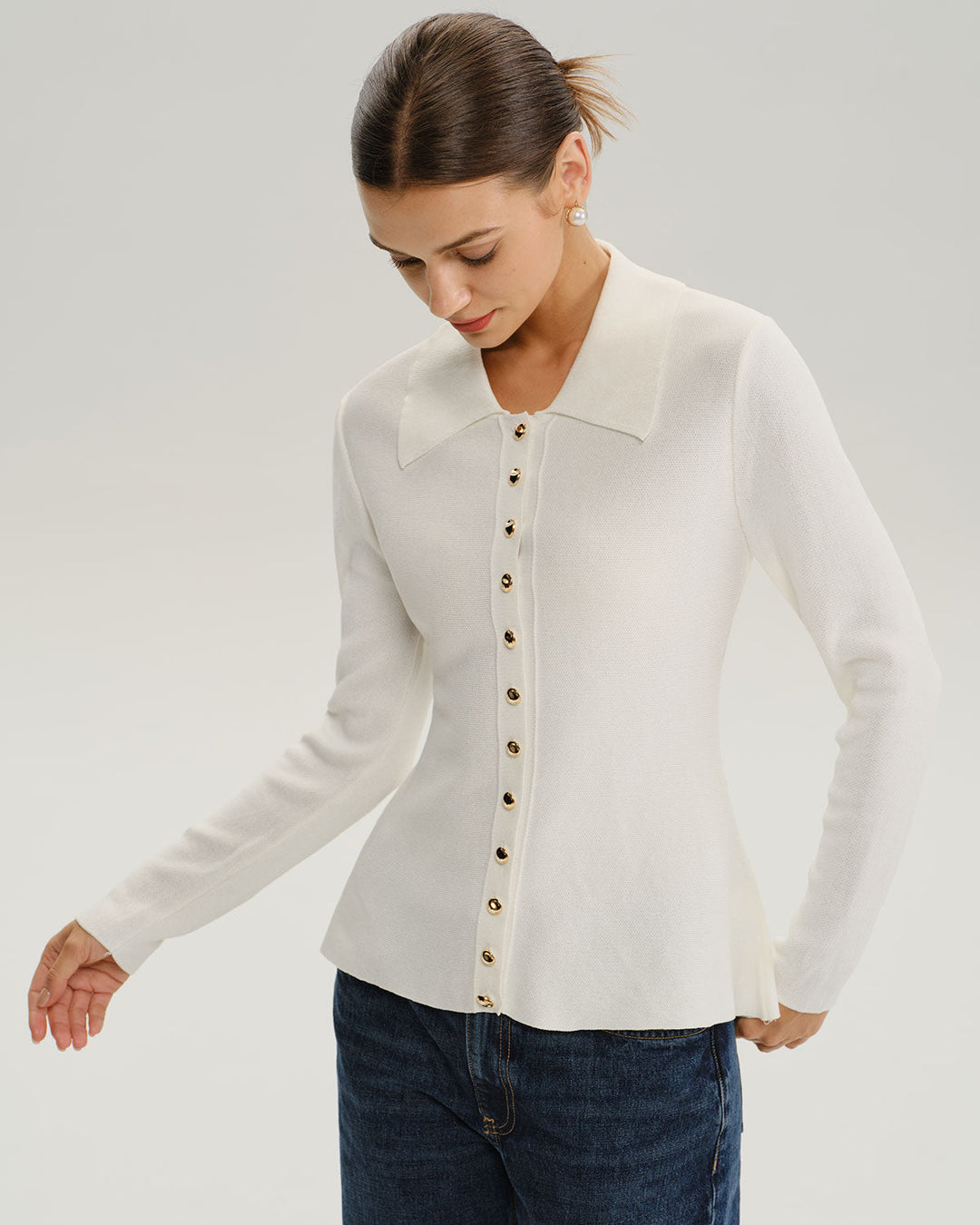 SALE | White Button Knit Cardigan