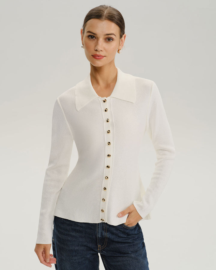 SALE | White Button Knit Cardigan