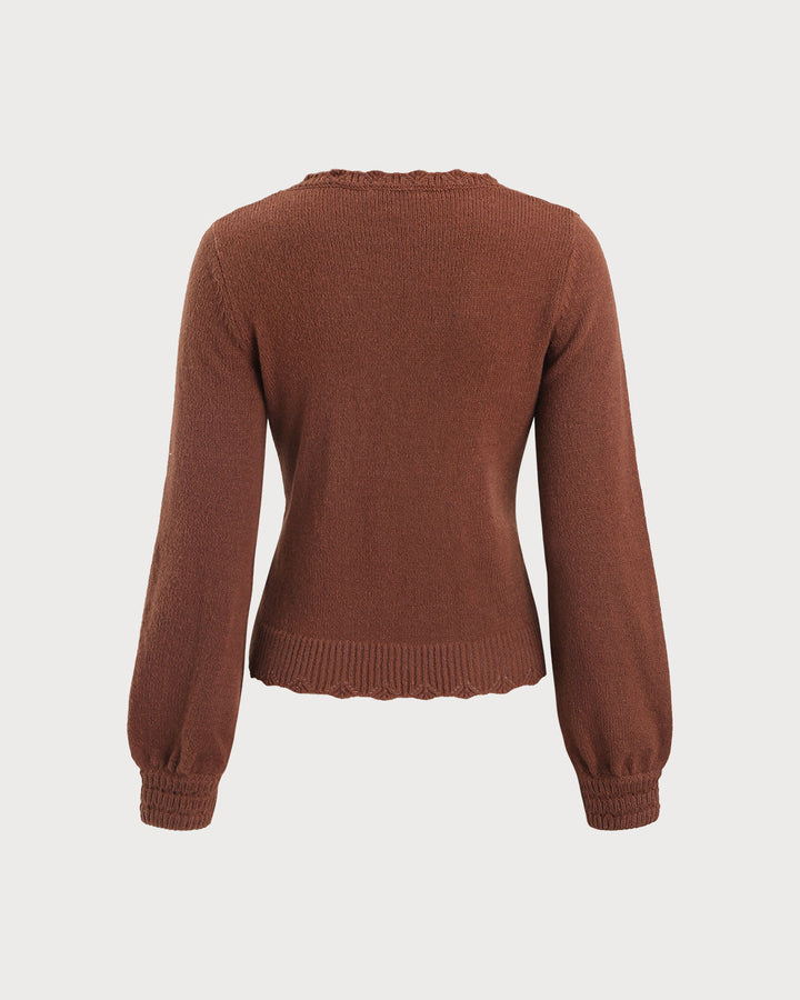 SALE | Coffee Single Breasted Loose Knit Cardigan