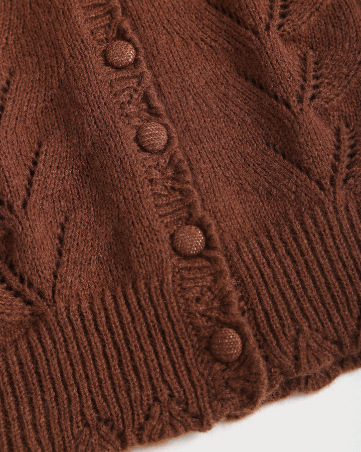 SALE | Coffee Single Breasted Loose Knit Cardigan