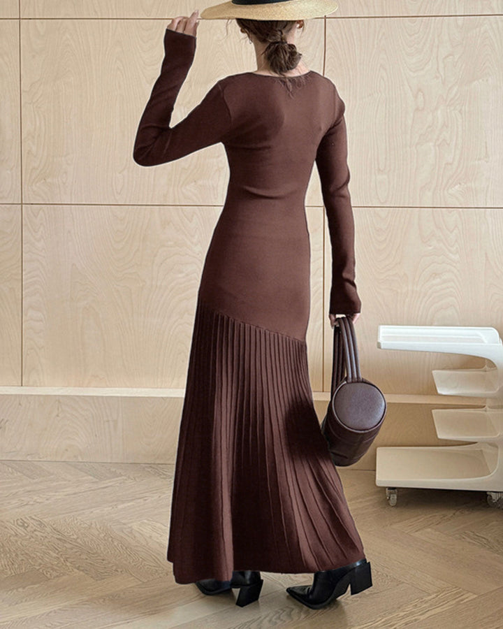 SALE | Coffee Scoop Neck Bodycon Sweater Dress