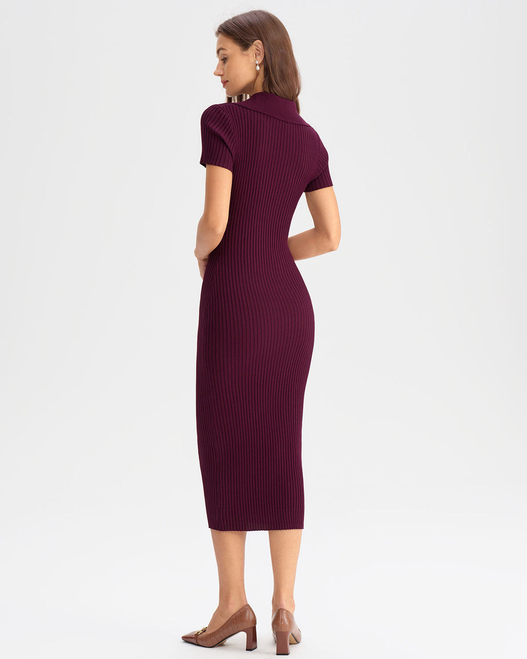 SALE | Wine Red Bodycon High Stretch Sweater Dress