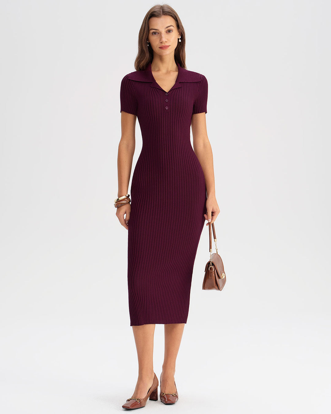 SALE | Wine Red Bodycon High Stretch Sweater Dress