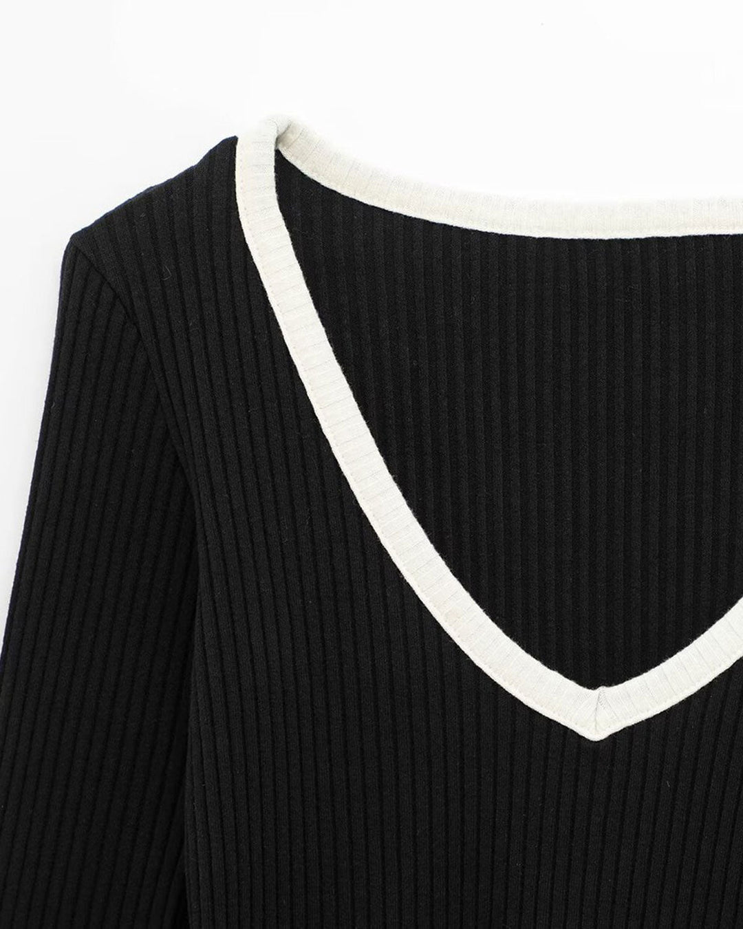 SALE | Black Contrasting Scoop Neck Tee