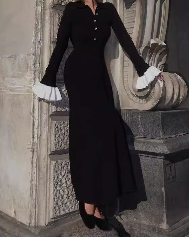 SALE | Black Contrasting Bodycon Sweater Dress
