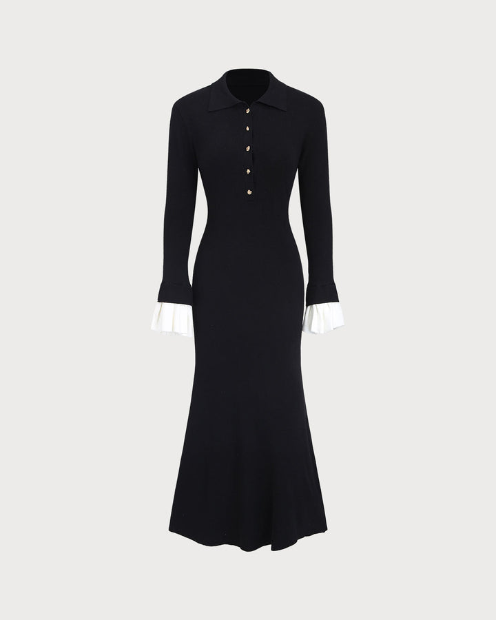 SALE | Black Contrasting Bodycon Sweater Dress