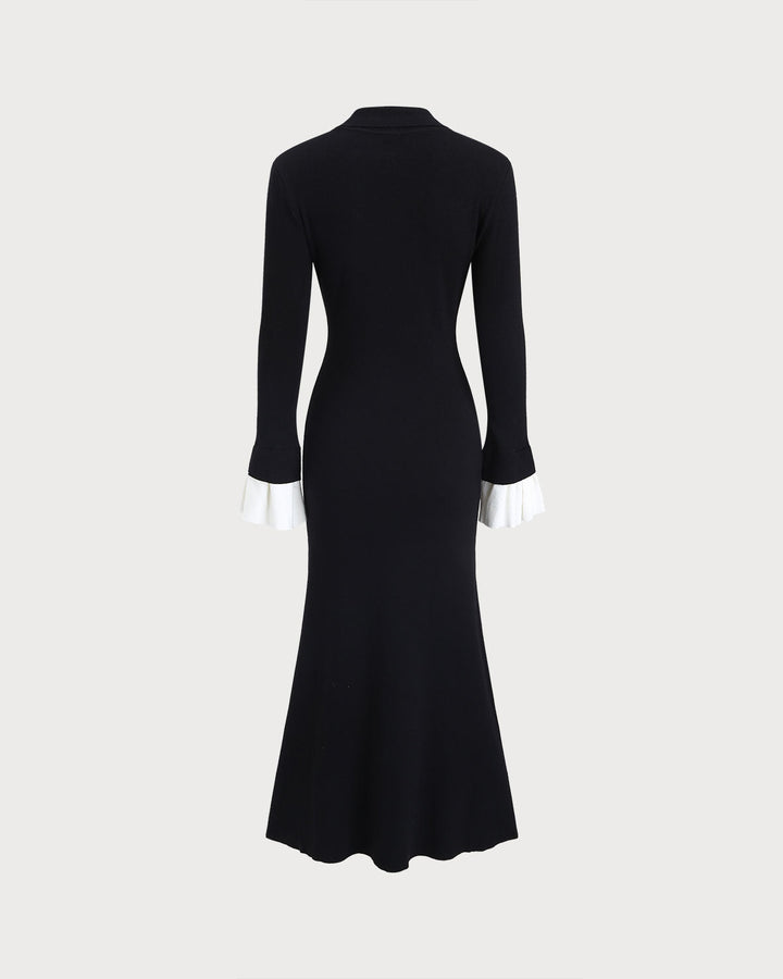 SALE | Black Contrasting Bodycon Sweater Dress