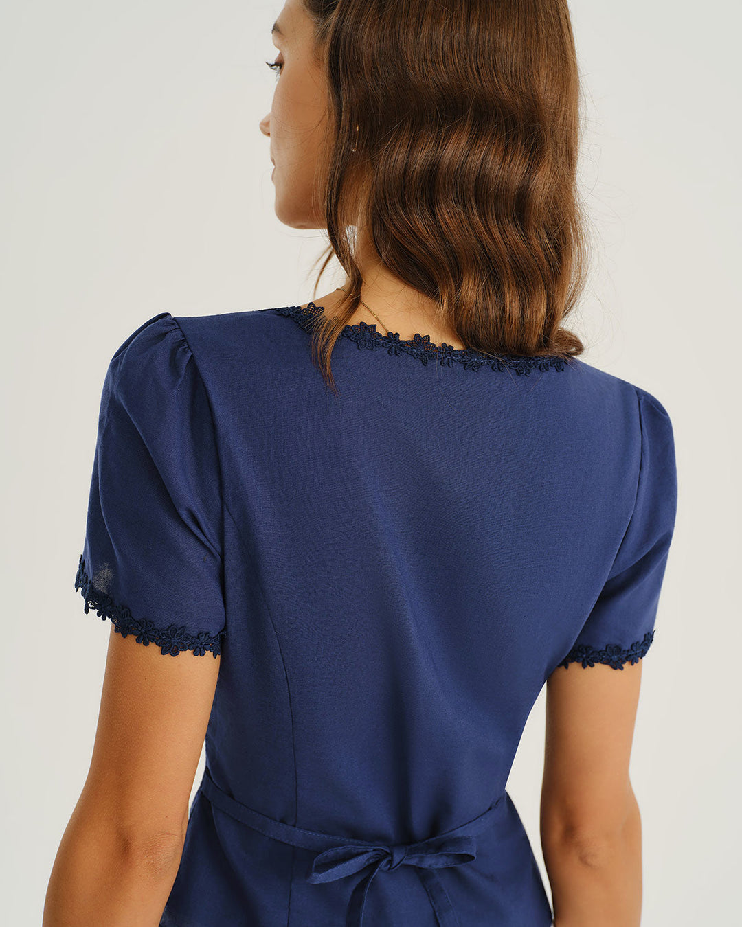 SALE | Navy Square Neck Button Blouse