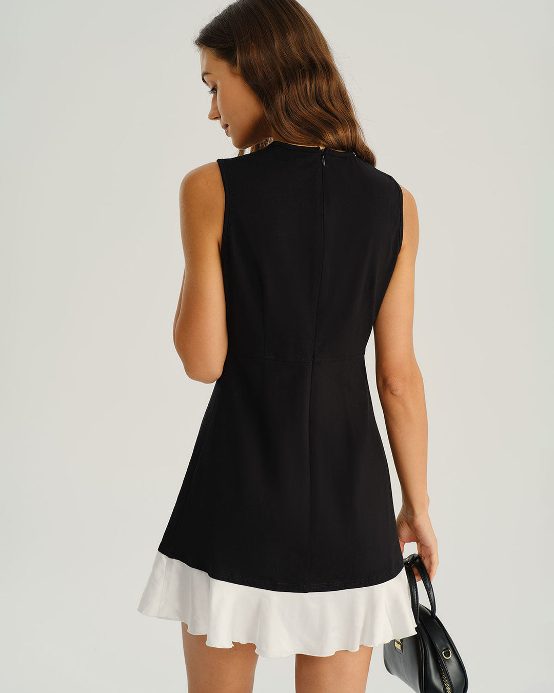 SALE | Black Contrasting A-Line Sleeveless Mini Dress
