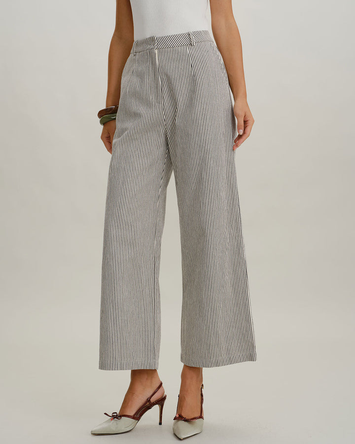 SALE | Black Striped Natural Waisted Pants
