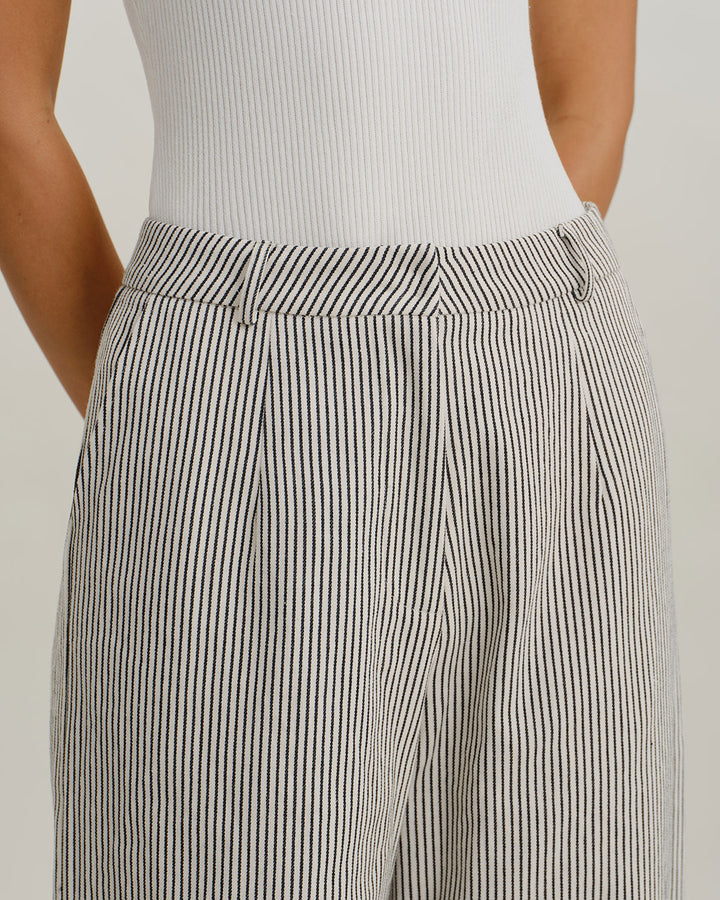 SALE | Black Striped Natural Waisted Pants