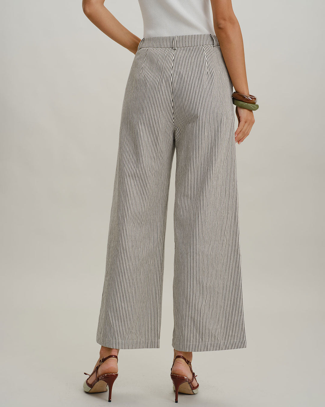 SALE | Black Striped Natural Waisted Pants