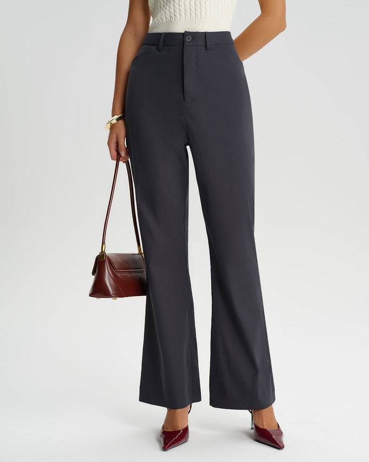 SALE | Grey Natural Waisted Flared Pants