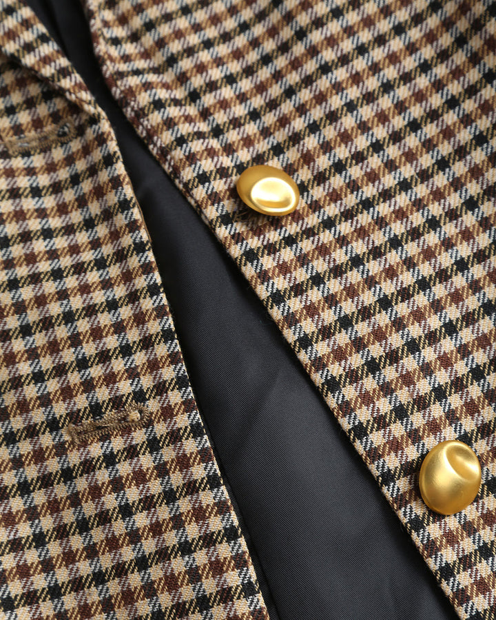 SALE | Khaki Plaid Single Breasted Blazer