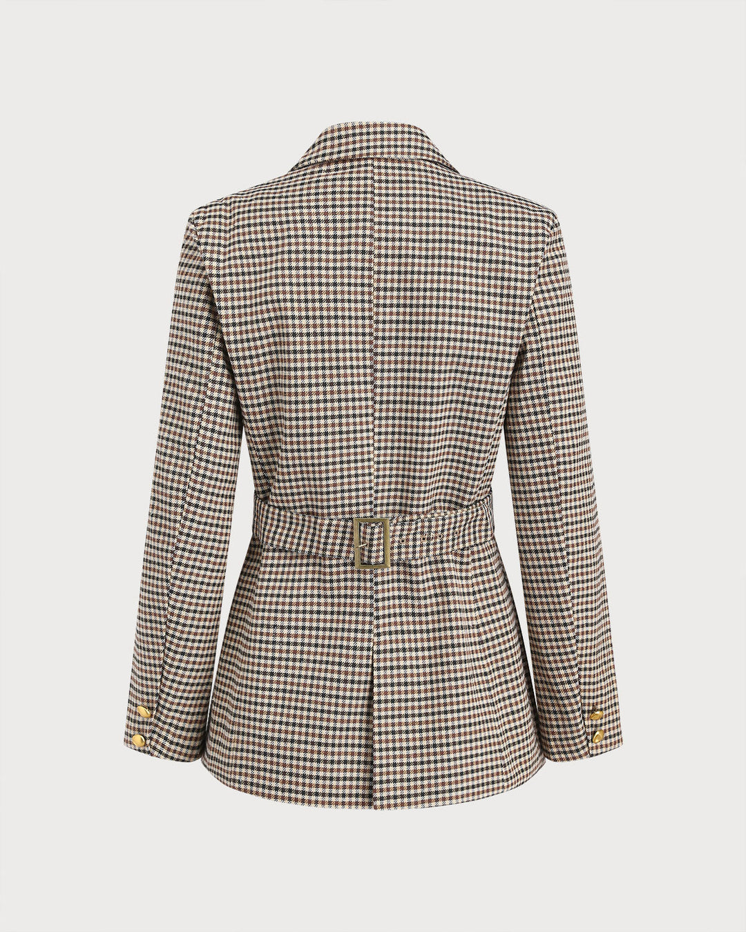 SALE | Khaki Plaid Single Breasted Blazer