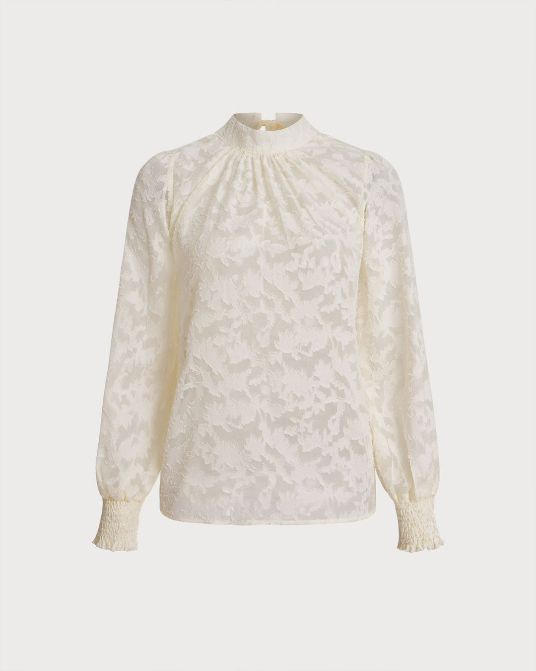 SALE | Apricot Jacquard Mock Neck Blouse