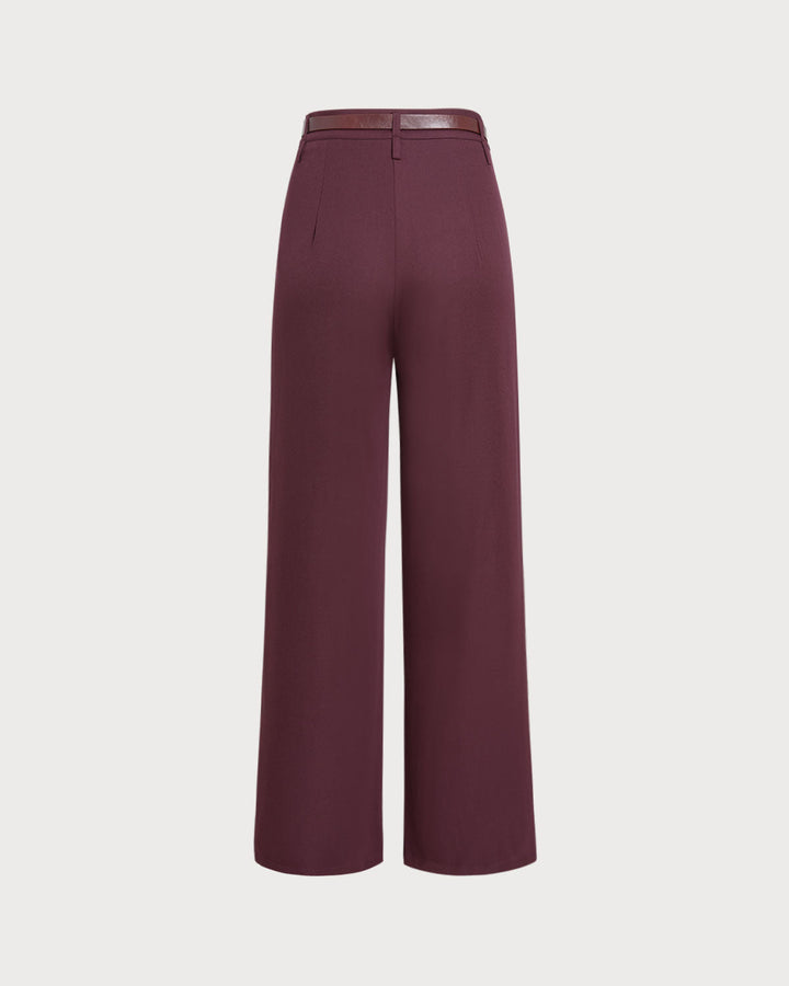 SALE | Wine Red Natural Waisted Casual Pants