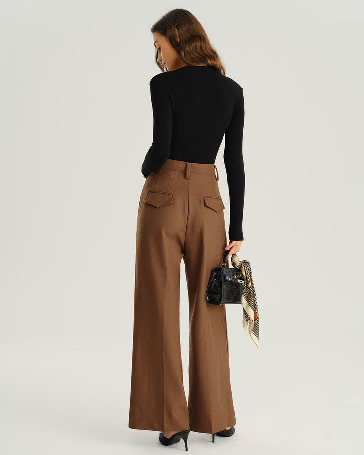 SALE | Caramel Natural Waisted Straight Casual Pants