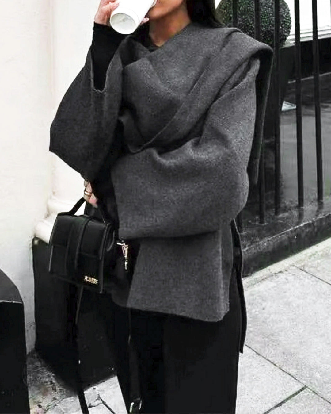 SALE | Grey Shawl Coat