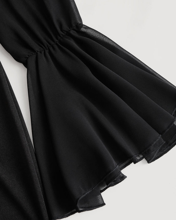 SALE | Black V Neck Bell Sleeve Maxi Dress