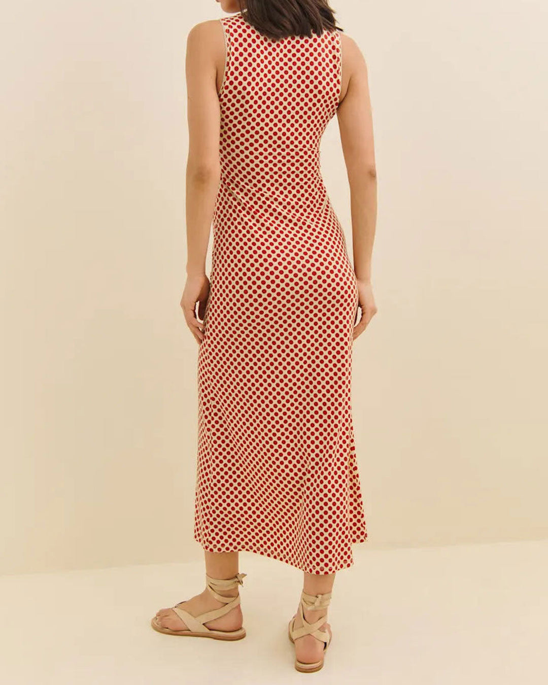 SALE | Red Polka Dot Sleeveless Maxi Dress