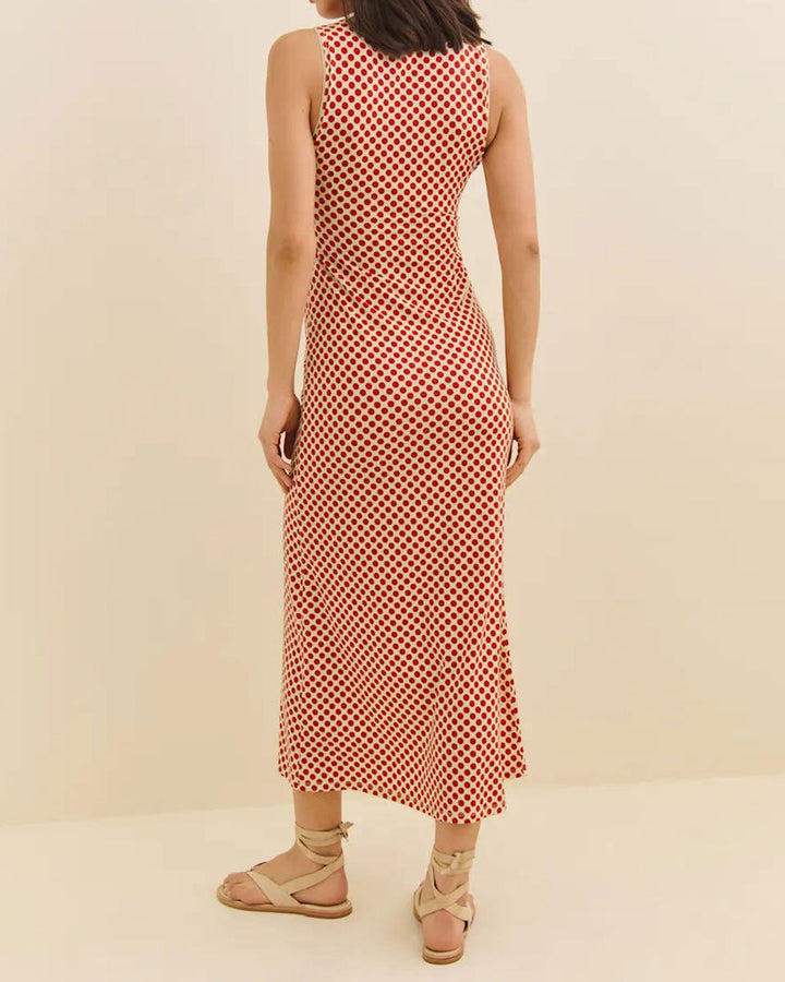 SALE | Red Polka Dot Sleeveless Maxi Dress