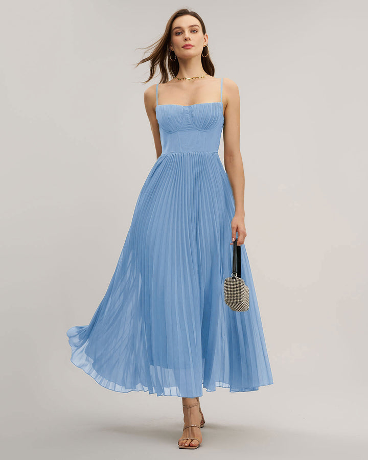 SALE | Blue Sweetheart Neck Flowy Slip Maxi Dress
