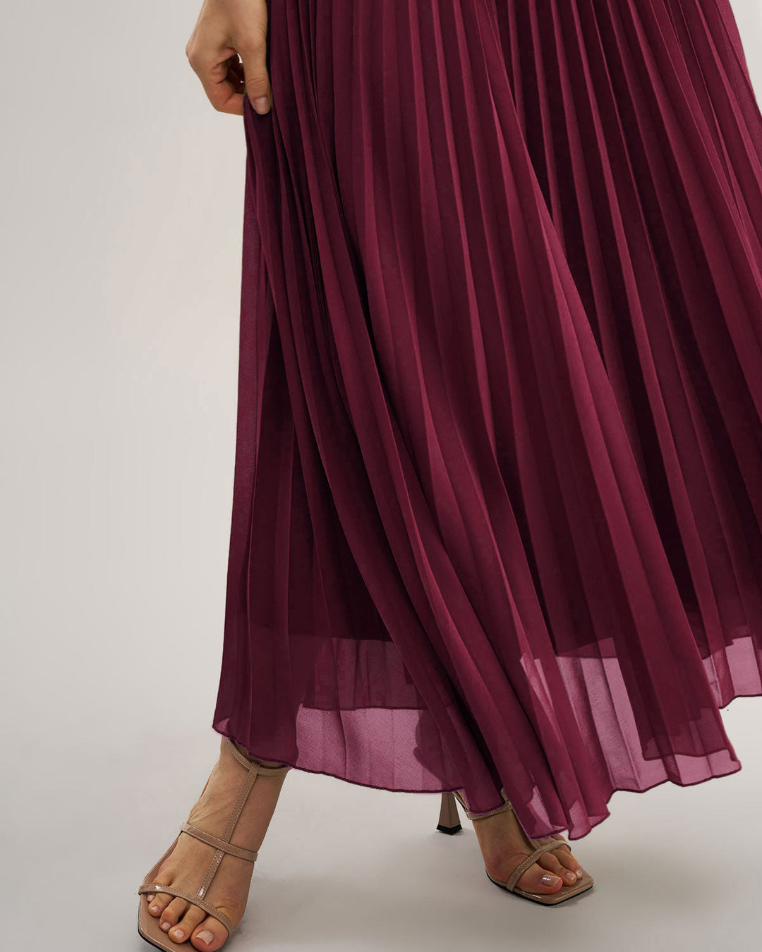SALE | Wine Red Sweetheart Neck Flowy Maxi Dress
