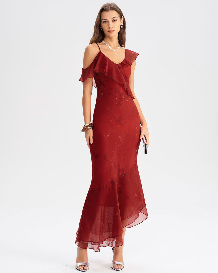 SALE | Red Tie Dye Mermaid Slip Maxi Dress