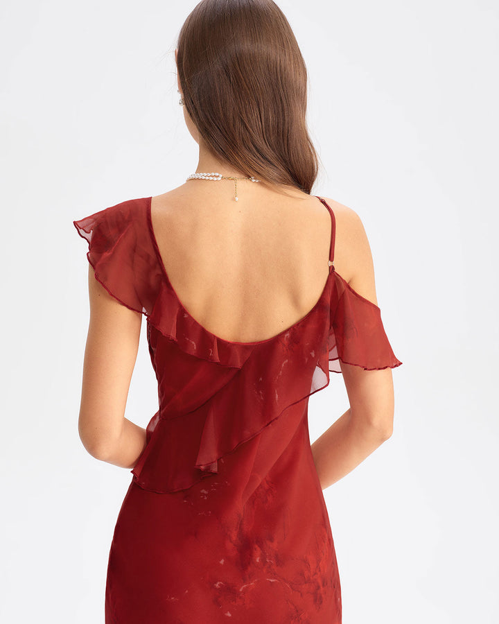 SALE | Red Tie Dye Mermaid Slip Maxi Dress