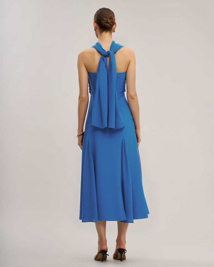 SALE | Blue Strapless Flowy Maxi Dress