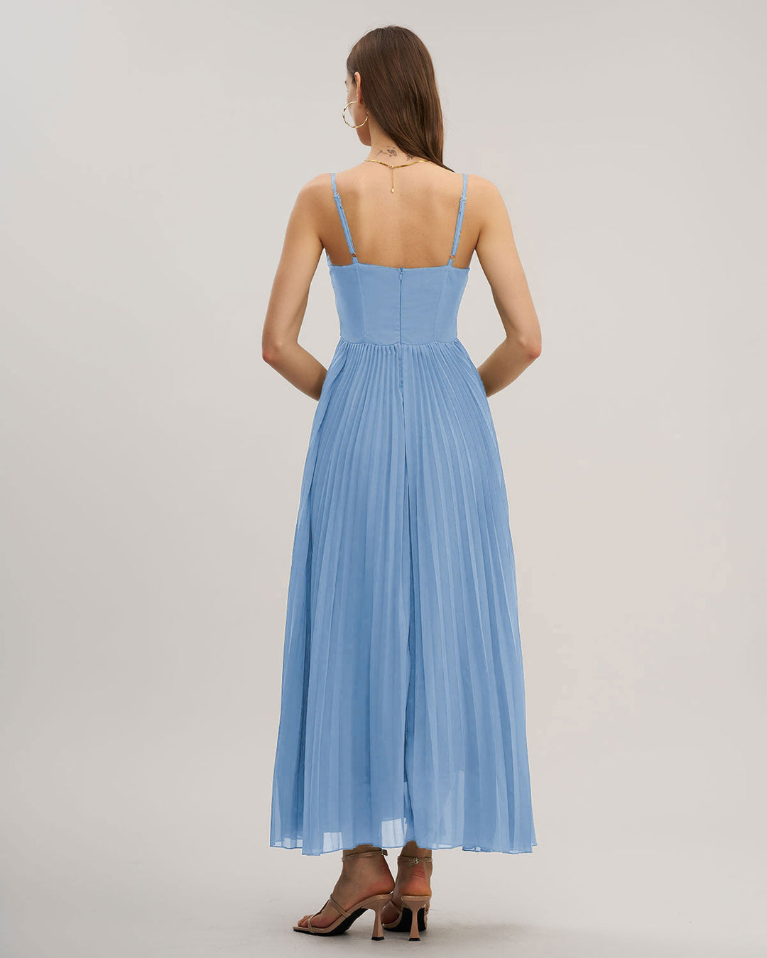 SALE | Blue Sweetheart Neck Flowy Slip Maxi Dress