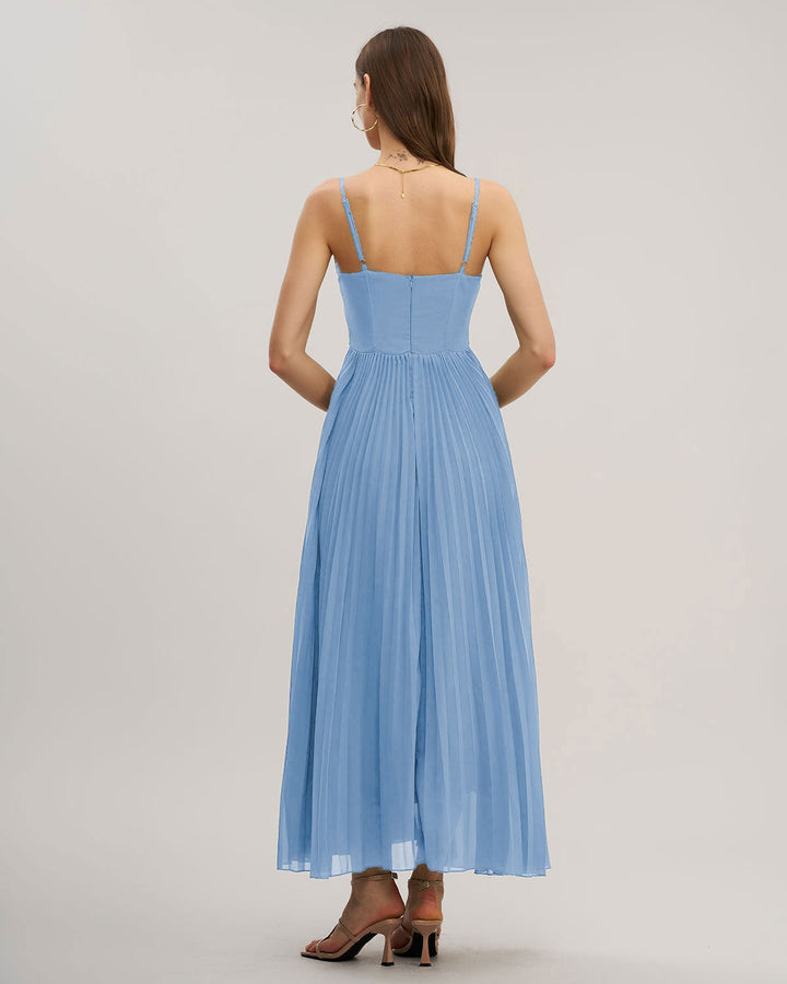SALE | Blue Sweetheart Neck Flowy Slip Maxi Dress