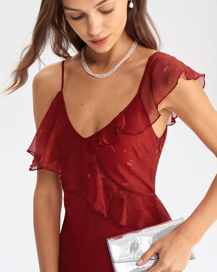 SALE | Red Tie Dye Mermaid Slip Maxi Dress