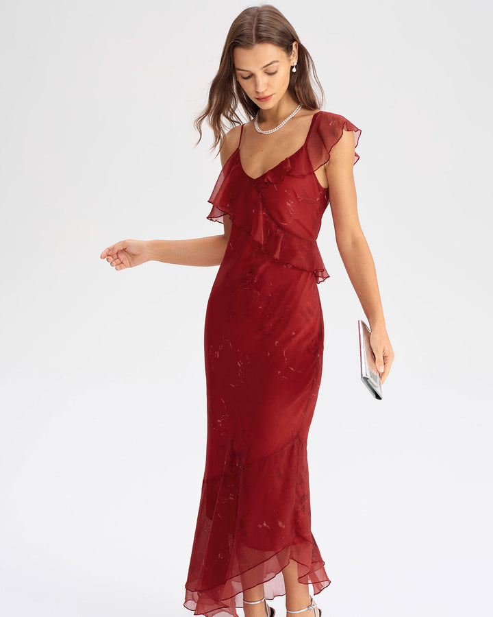 SALE | Red Tie Dye Mermaid Slip Maxi Dress