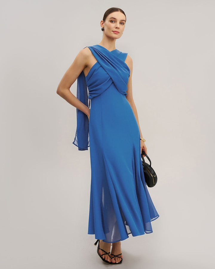 SALE | Blue Strapless Flowy Maxi Dress