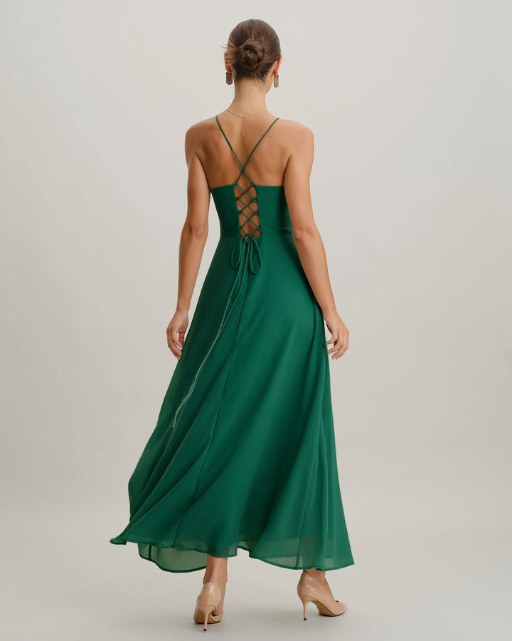 SALE | Green Cowl Neck Slip Maxi Dress