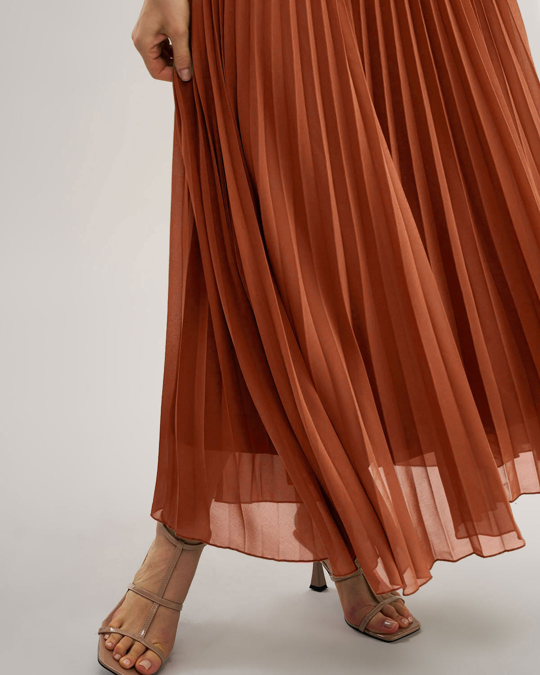 SALE | Caramel Sweetheart Neck Flowy Slip Maxi Dress