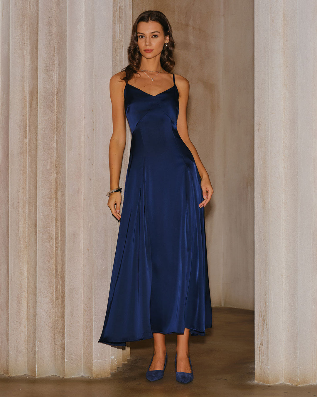 SALE | Navy A-Line Slip Maxi Dress