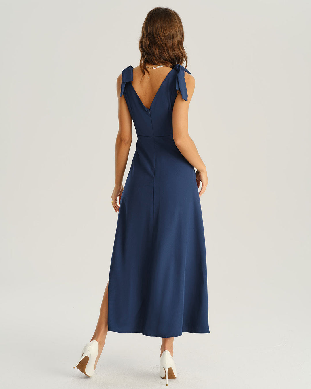 SALE | Navy Ruched Wrap A-Line Maxi Dress