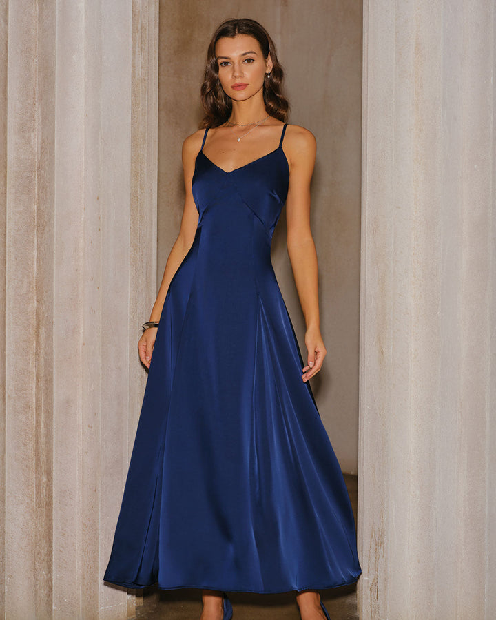 SALE | Navy A-Line Slip Maxi Dress