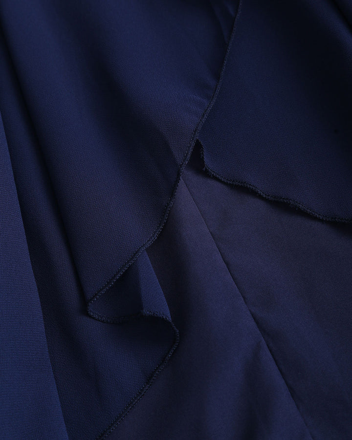 SALE | Navy V Neck A-Line Ruffle Maxi Dress