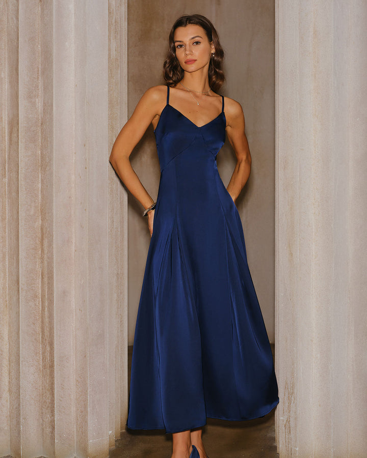 SALE | Navy A-Line Slip Maxi Dress