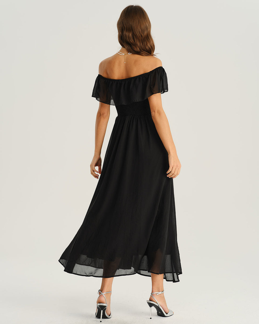 SALE | Black Off The Shoulder A-Line Maxi Dress